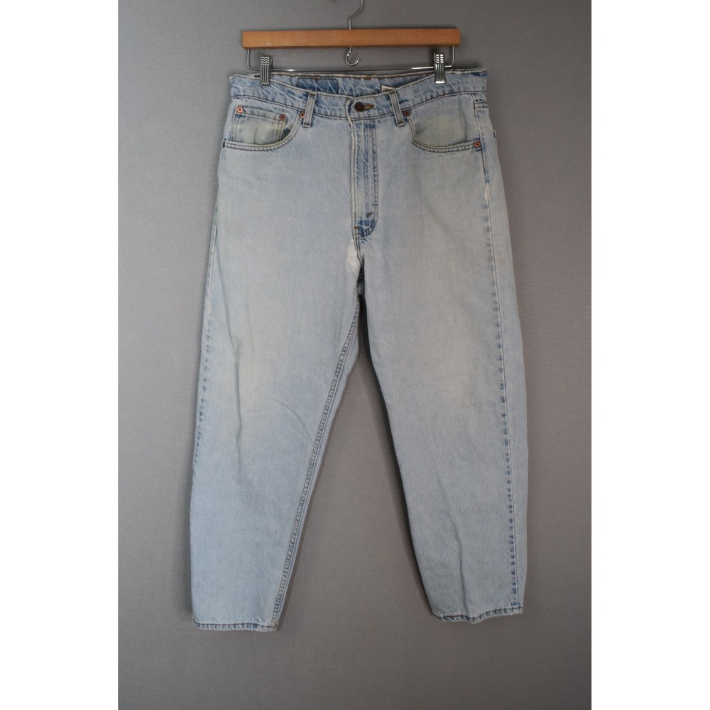 Levis 550 Relaxed Fit Jeans 36x29 Light Wash Tapered Men Vintage 97 USA FLAWS